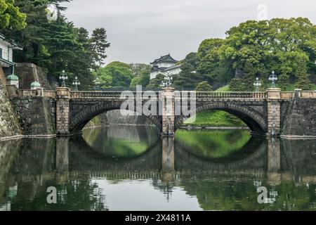 Japan, Tokyo. Imperial Palace, Nijubashi Bridge Stock Photo