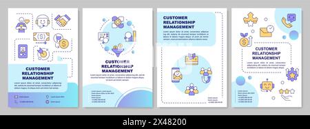 CRM system features blue gradient brochure template Stock Vector