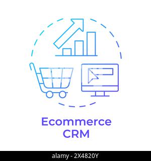Ecommerce CRM blue gradient concept icon Stock Vector
