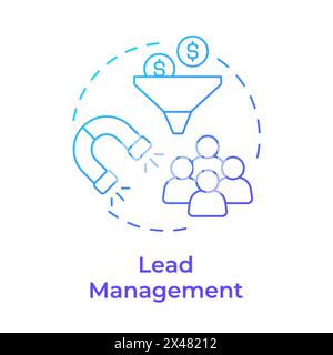Lead management blue gradient concept icon Stock Vector