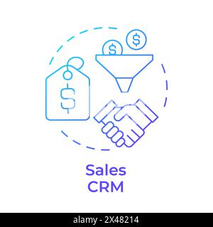 Sales CRM blue gradient concept icon Stock Vector