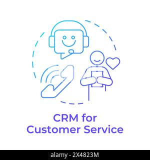 CRM for customer service blue gradient concept icon Stock Vector