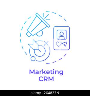 Marketing CRM blue gradient concept icon Stock Vector