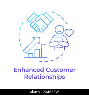 Enhanced customer relationships blue gradient concept icon Stock Vector