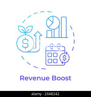 Revenue boost blue gradient concept icon Stock Vector