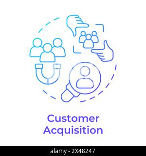 Customer acquisition blue gradient concept icon Stock Vector