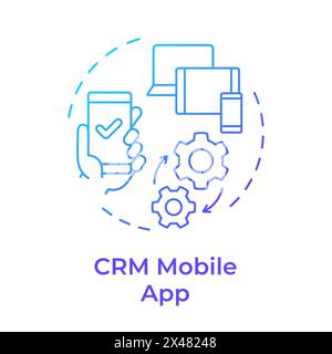 CRM mobile app blue gradient concept icon Stock Vector
