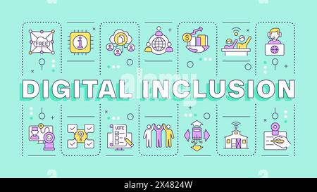 Digital inclusion turquoise word concept Stock Vector
