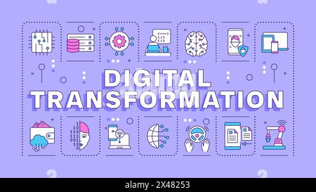Digital transformation purple word concept Stock Vector