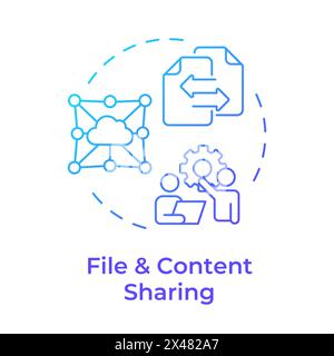 Files and content sharing blue gradient concept icon Stock Vector