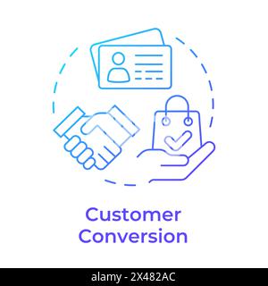 Customer conversion blue gradient concept icon Stock Vector