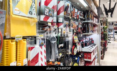 Various choice of hardware tools display in Ace store. Ace Hardware is a hypermarket of home product and building construction in Indonesia. Bekasi, I Stock Photo