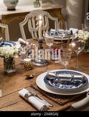 Table setting in Dorset family home at Christmas, England, UK Stock Photo