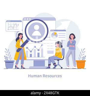 Human resources concept. Executives focusing on talent management, employee development, and motivational strategies. Fostering a productive workplace culture. Vector illustration. Stock Vector