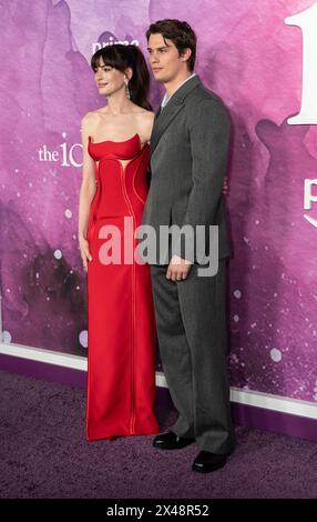 April 29, 2024, New York, New York, United States: Anne Hathaway and Nicholas Galitzine attend the Amazon MGM Studios 'The Idea Of You' New York premiere at Jazz at Lincoln Center in New York (Credit Image: © Lev Radin/Pacific Press via ZUMA Press Wire) EDITORIAL USAGE ONLY! Not for Commercial USAGE! Stock Photo