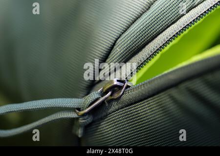 Macro Shot of a Backpack Zipper Stock Photo