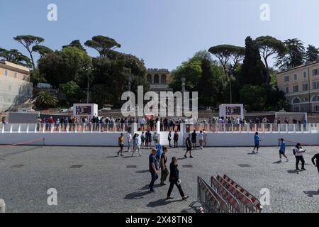 Rome, Italy. 30th Apr, 2024. View of the new tennis court installed in Piazza del Popolo in Rome (Photo by Michael Nigro/Pacific Press) Credit: Pacific Press Media Production Corp./Alamy Live News Stock Photo