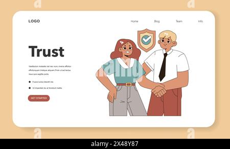Trust in Task Delegation concept. Colleagues shaking hands in agreement, exemplifying mutual confidence and teamwork. Vector illustration. Stock Vector