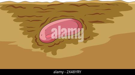 A plant seed burried deep in soil for germination Stock Vector