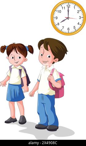 Boy and girl going to school Stock Vector