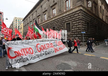 Napoli, Italy, 1 May 2024. People during the May Day demonstration (Workers' Day), and against the Italian Government. Stock Photo