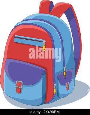 Blue and red school bag Stock Vector