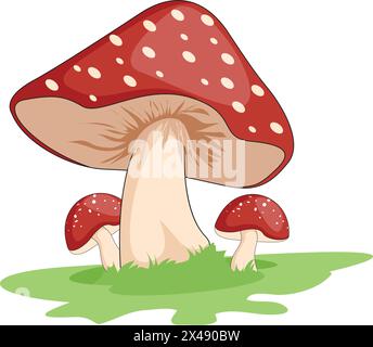 Brown mushroom on grass Stock Vector