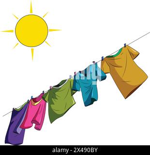 Dry clothes in the air Stock Vector Images Alamy