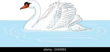 A duck swimming in the pond Stock Vector