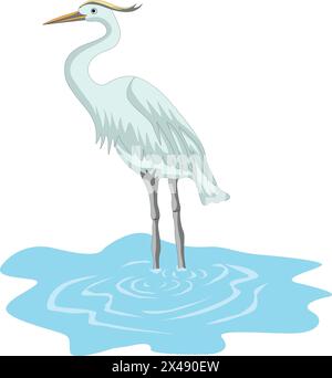 A great blue heron standing still in water Stock Vector