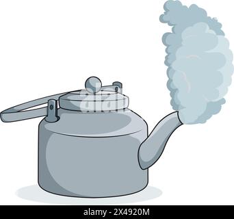 Kettle with stem coming out from it Stock Vector