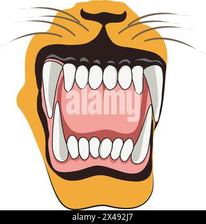 Illustration showing teeth and whiskers of a lion Stock Vector