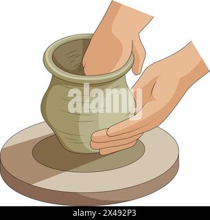 Workshop of clay pot production working tools exact vector cartoon set ...
