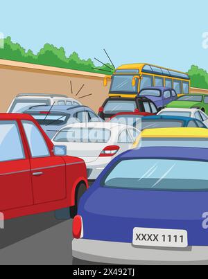 Traffic jam in a city Stock Vector