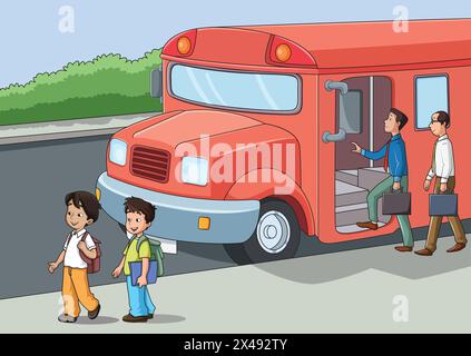 People boarding on bus Stock Vector