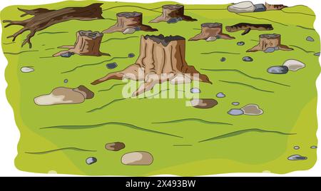 Vector cutted tree trunks in a forest Stock Vector