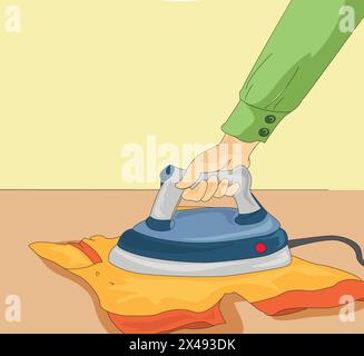 Man ironing clothes Stock Vector