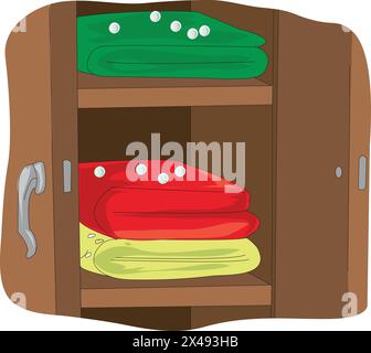 Different clothes in wardrobe Stock Vector