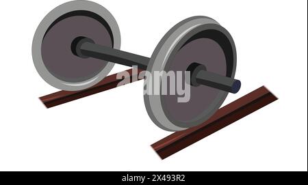 Railway wheel set to on railway track Stock Vector