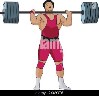 Weightlifter lifting heavy weight rode Stock Vector