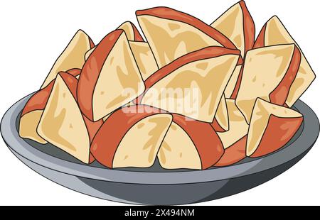 Apple pieces placed in a bowl Stock Vector