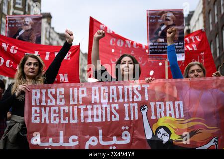 LONDON, UK, 1st May, 2024: Trade Union workers march from Clerkenwell Green to Trafalgar Square in the annual London May Day Rally. The Rally is a celebration of solidarity between workers across the world and a demonstration for full employment, public services, equality, anti racism and employment rights. Stock Photo