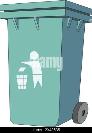 Green trash bin Stock Vector