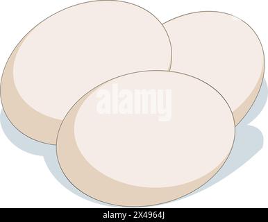 Set of 3 white eggs Stock Vector
