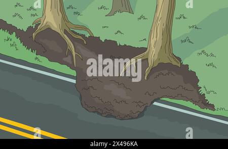 Uprooting of two trees Stock Vector