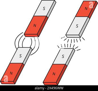 Illustration showing magnetic effect on north and south pole Stock Vector