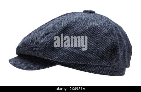Grey Golf Hat Side View Cut Out on White. Stock Photo