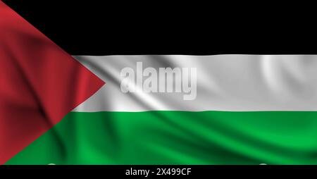 Palestine flag covering the frame is waving in the wind Stock Photo