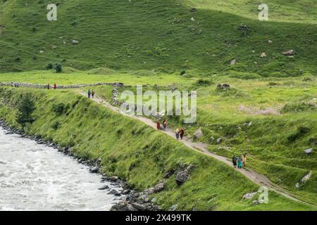 Stunning sceneries around Sukhnai village, Warwan Valley, Kashmir, India Stock Photo