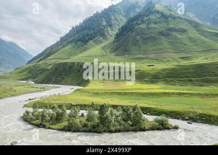 Stunning sceneries around Sukhnai village, Warwan Valley, Kashmir, India Stock Photo